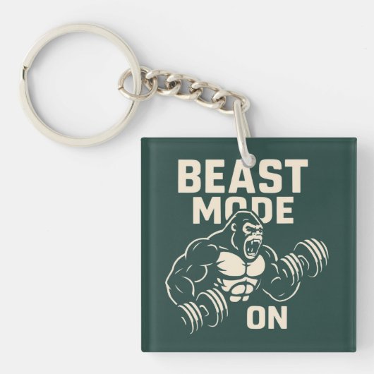 Beast Mode Aan Gorilla Gym Motivatie Sleutelhanger (voorkant)