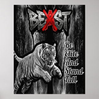 BEAST Tijgerprint, Waarde Poster Papier (Halfglans
