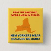 Beat The Pandemic 2" Square Button - New York (Voorkant)