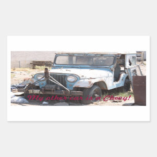 Beat up Blue Jeep Rechthoekige Sticker