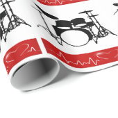 Beat van het hart van een drummer cadeaupapier (Rol Hoek)