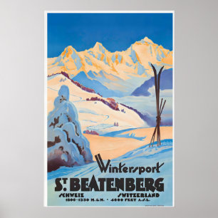 Beatenberg Zwitserse Alpen Zwitserland Ski Oud Poster