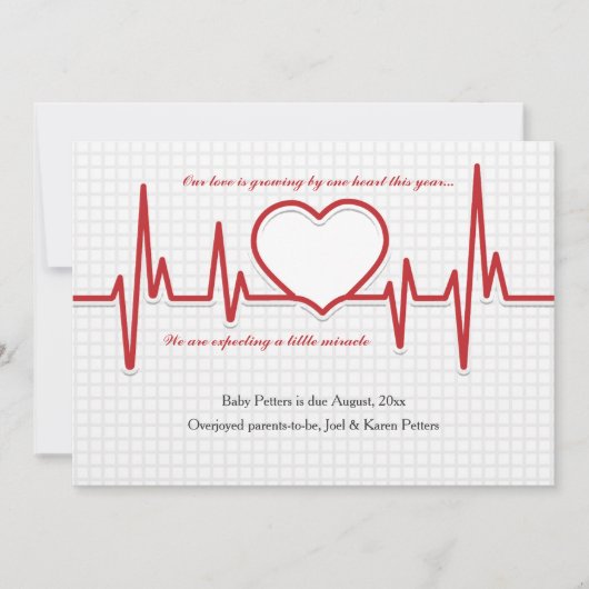 Beating Heart Photo zwangerschapsaankondiging Aankondiging (Voorkant)