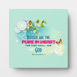 Beatitude Quote met Butterflies en Blossom Fotoplaat