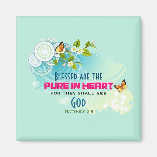Beatitude Quote met Butterflies en Blossom Magneet (Voorkant)