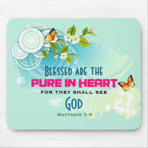 Beatitude Quote met Butterflies en Blossom Muismat