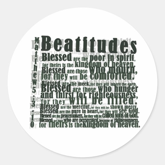 BEATITUDEN RONDE STICKER (Voorkant)
