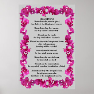 Beatitudes in een Lijst van Bougainvillea Poster