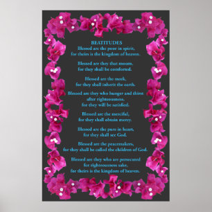Beatitudes in een Lijst van Bougainvillea Poster