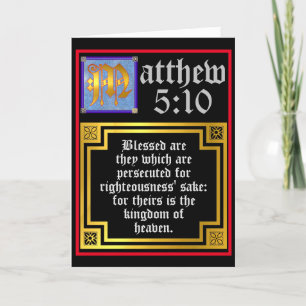 Beatitudes Matthew 5 Blue Gold Illumined Letter Bedankkaart