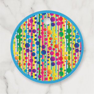 [Beatnik belletjes] Retro Polka Dot Striped Blue Bedankjes Labels