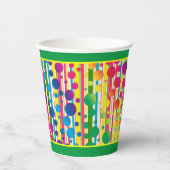[Beatnik Bubbles] Retro Polka Dot Stripe - Groen Papieren Bekers (Voorkant)