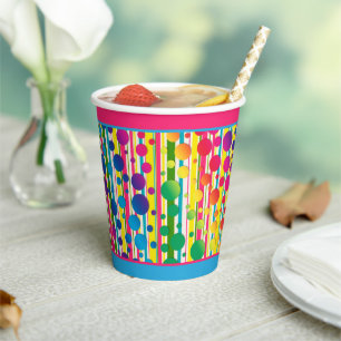 [Beatnik Bubbles] Retro Polka Dot Stripe Two Tone Papieren Bekers