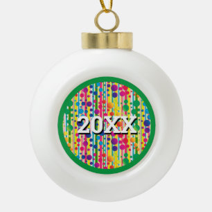 [Beatnik Bubbles] Retro Polka Dot Striped Green Keramische Bal Ornament
