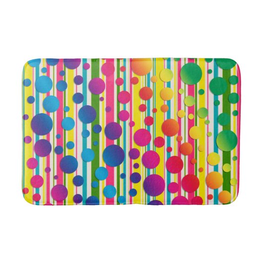 [Beatnik Bubbles] Retro Polka Dot Striped Rainbow Badmat (Voorkant)