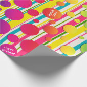 [Beatnik Bubbles] Retro Polka Dot Striped Rainbow Cadeaupapier (Hoek)
