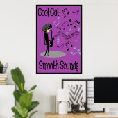 Beatnik Jazz Saxophone Player Poster (Thuiskantoor)