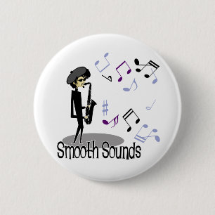 Beatnik Jazz Saxophone Player Ronde Button 5,7 Cm