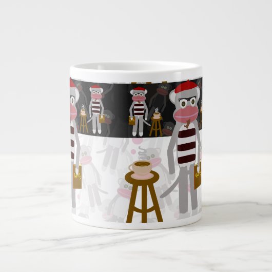 Beatnik Monkey Pattern Fun Character Cartoon Jumbo Mok (Voorkant)