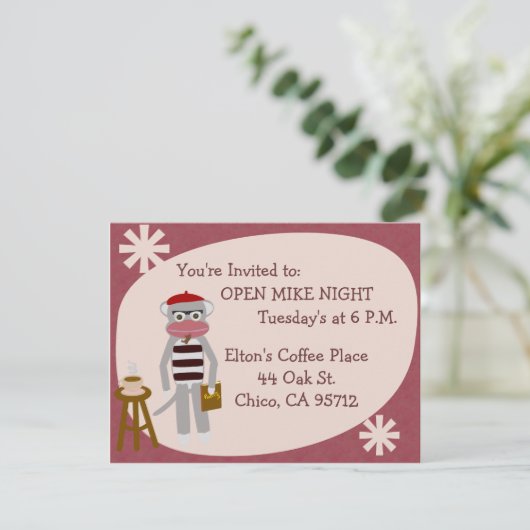 Beatnik Sock Aap Fun Fifties Poet Art Kaart (Staand voorkant)