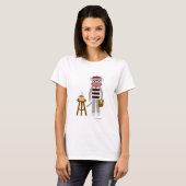 Beatnik Sock Monkey Funny Retro Cartoon T-shirt (Voorkant volledig)