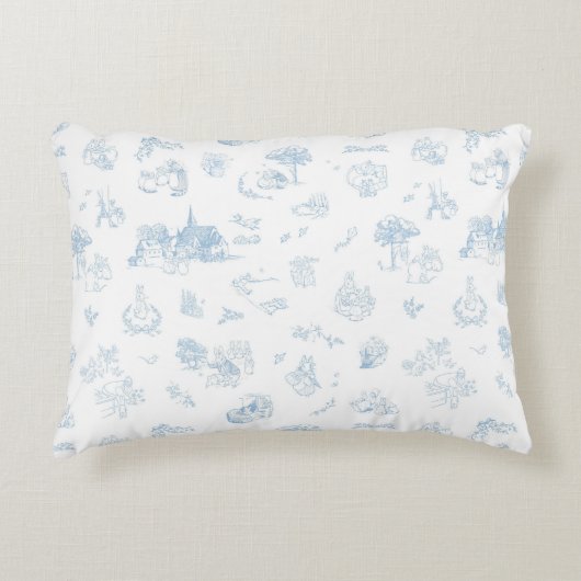 Beatrix Peter the Rabbit Toile Chinoiserie Blue  Accent Kussen (Voorkant)