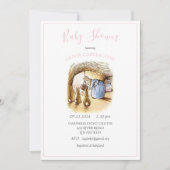 Béatrix Potter Baby shower lapin rose Invitation (Devant)