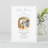 Beatrix Potter Blue Bunny Baby shower Invitation (Debout devant)