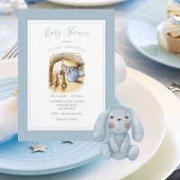 Beatrix Potter Blue Bunny Baby shower Invitation