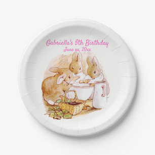 Beatrix Potter Bunnies Berries en Cream Birthday Papieren Bordje