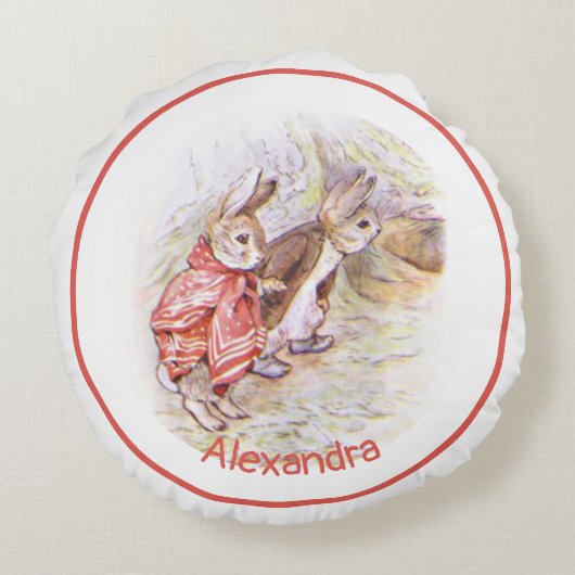 Beatrix Potter Bunnies Rond Kussen (Achterkant)