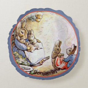 Beatrix Potter Bunny Coussin de la famille ronde