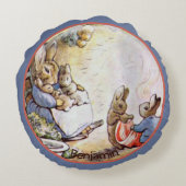 Beatrix Potter Bunny Family Round Pillow Rond Kussen (Achterkant)