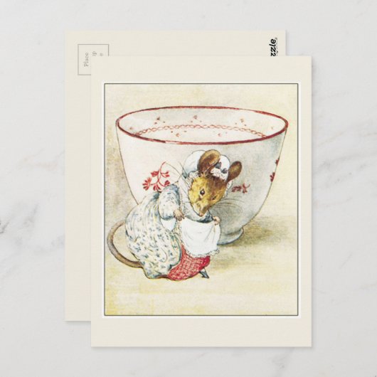 Beatrix Potter, Dame Muis, Theekopje Briefkaart (Voorkant / Achterkant)