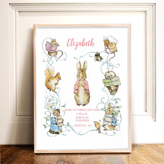 Beatrix Potter Geboorte Stats Kwekerij Art Poster