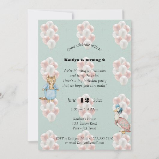 Beatrix Potter Invitation de fête d'anniversaire (Dos)