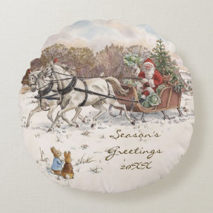 Beatrix Potter Kerstkonijnen en Kerstman Rond Kussen