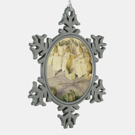 Beatrix Potter Kerstkonijnen Tin Sneeuwvlok Ornament (Links)