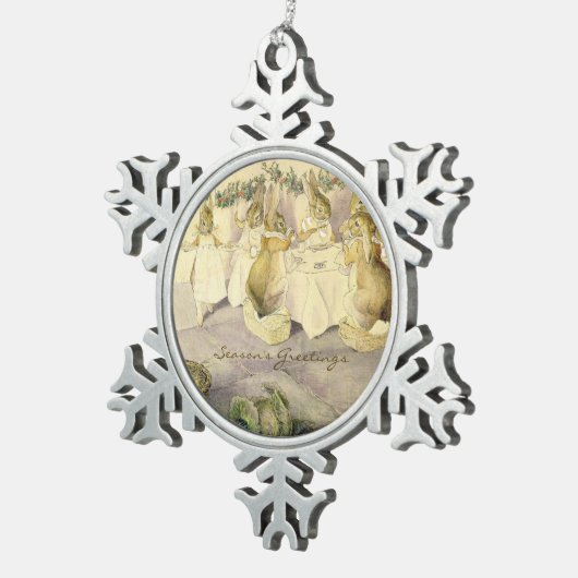  Beatrix Potter Kerstkonijnen Tin Sneeuwvlok Ornament (Rechts)