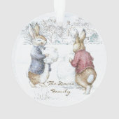 Beatrix Potter Konijnen en Sneeuwman Kerstmis Ornament (achterkant)