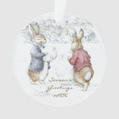Beatrix Potter Konijnen en Sneeuwman Kerstmis Ornament (voorkant)