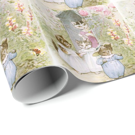 Beatrix Potter, moederkat en Kittens, aangepast Cadeaupapier (Rol Hoek)