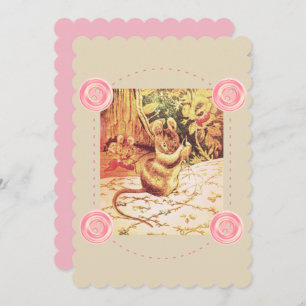 Beatrix potter muis schattig  naaien roze kaart