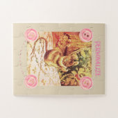 Beatrix potter muis schattig  naaien roze legpuzzel (Horizontaal)