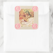 Beatrix potter muis schattig naaien schattig vierkante sticker (Tas)