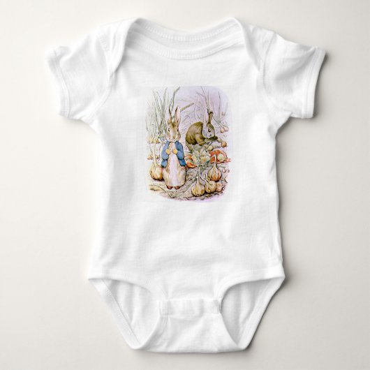 Beatrix Potter. Peter en Benjamin verzamelen uien. Romper (Voorkant)