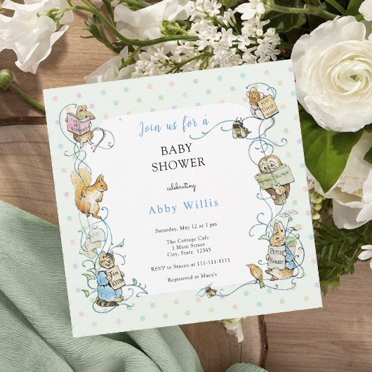 Beatrix Potter Peter het Konijn Baby shower Kaart