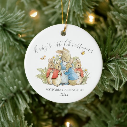 Beatrix Potter Peter Rabbit Baby 1e Kerstmis Keramisch Ornament (Boom)