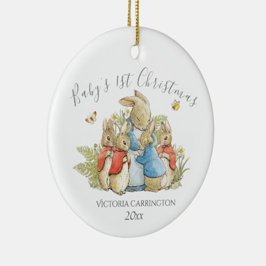 Beatrix Potter Peter Rabbit Baby 1e Kerstmis Keramisch Ornament (Rechts)