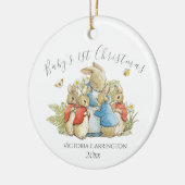 Beatrix Potter Peter Rabbit Baby 1e Kerstmis Keramisch Ornament (Links)